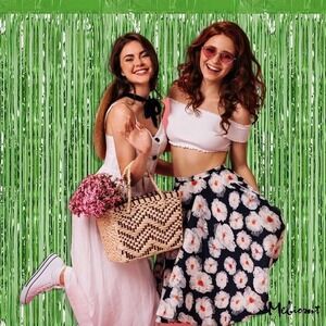 Green Metallic Foil Fringe Curtain Tinsel Backdrop Party Decor ST. PATTY'S DAY